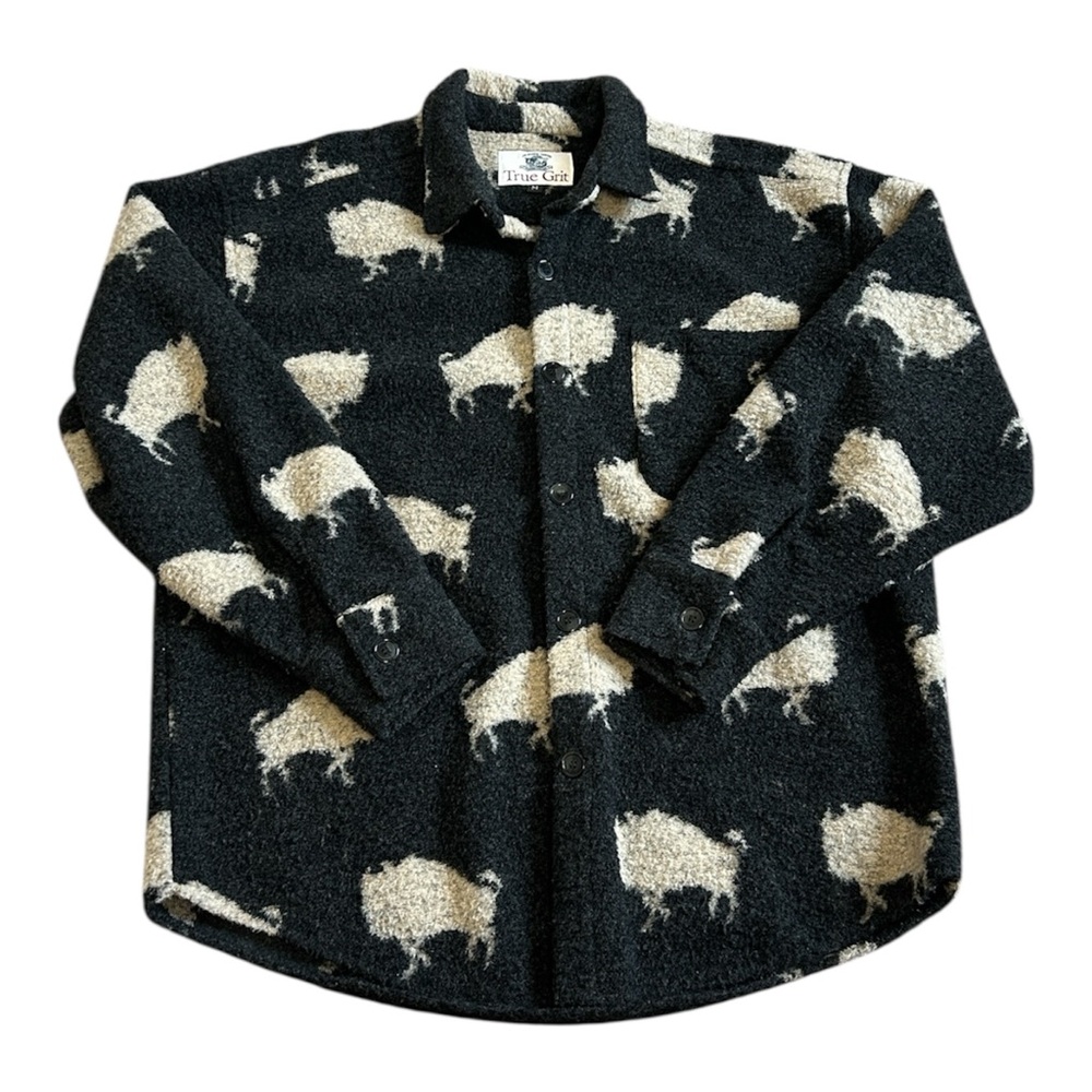 True Grit Men’s Fleece Pile Buffalo print Wool Blend sweater Shacket size Medium